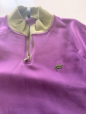 Fabletics Lavender Quarter-Zip Performance Jacket with Olive Trim